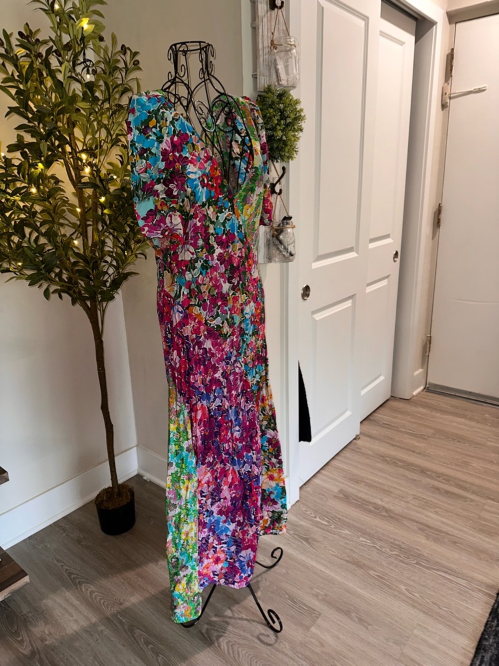 Anthropologie Floral Maxi Dress in Pink, Green, Blue - Picture 4 of 8